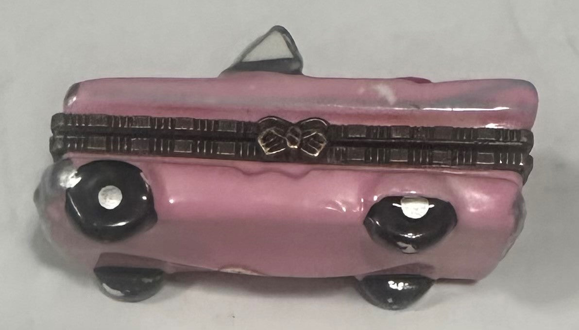 Porcelain Pink Cadillac Trinket Box With Burger And Drink