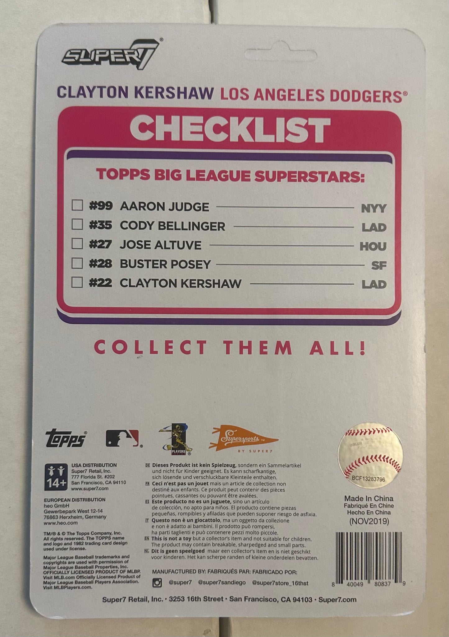 Topps Super7 Clayton Kershaw Figure