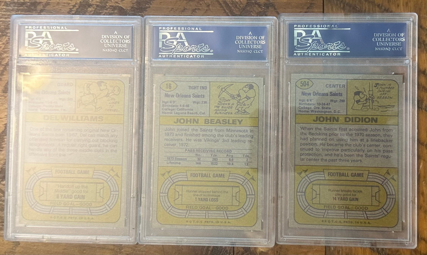 1974 Topps New Orleans Saints Graded Lot