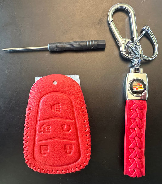 Red Leather Cadillac Keychain