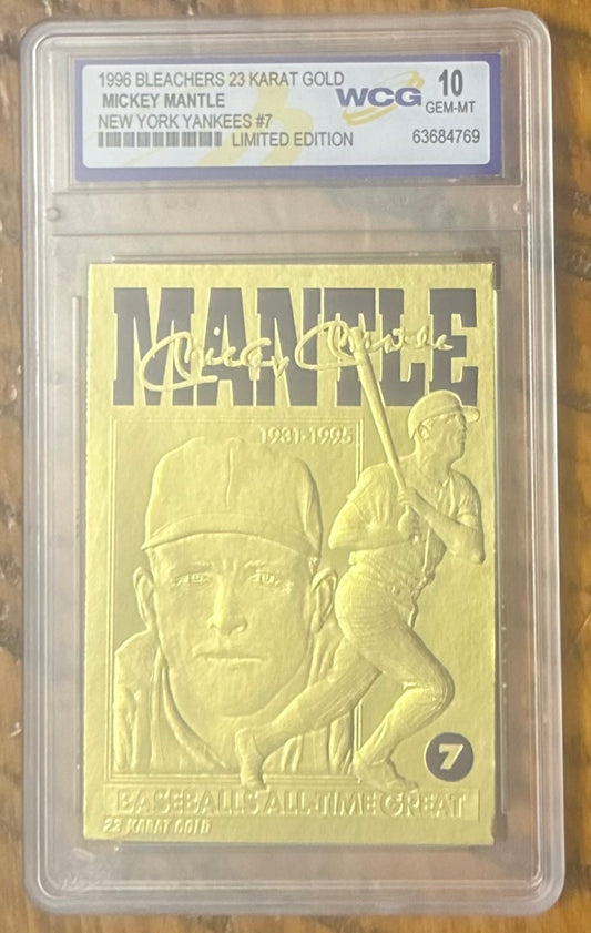 1996 Bleachers 23 Karat Gold Mickey Mantle Graded WCG 10