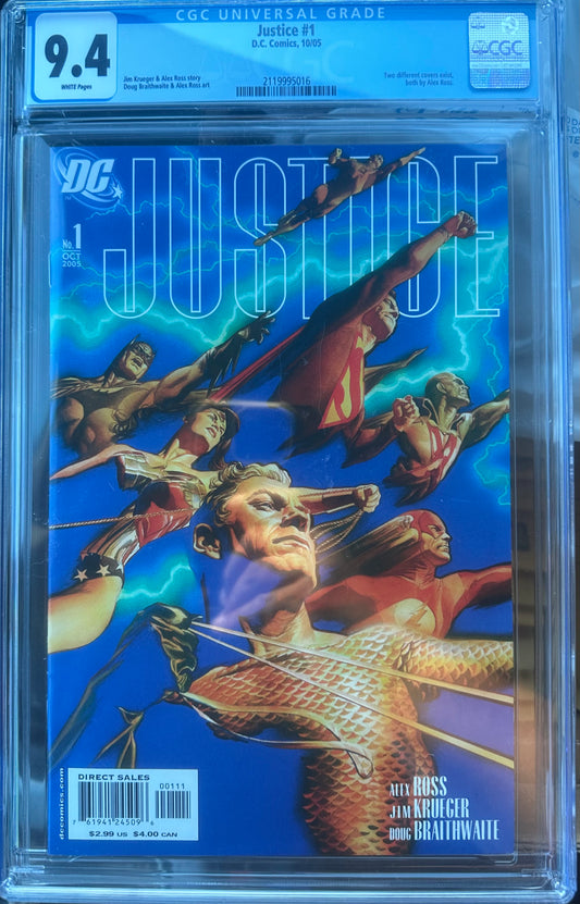 DC Comics Justice #1 CGC 9.4 White Pages