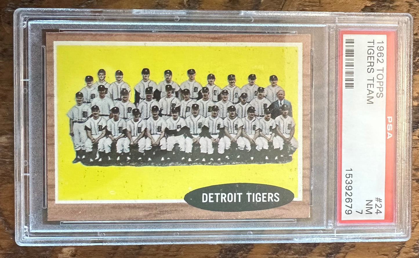 1962 Topps Detroit Tigers Team Card PSA 7