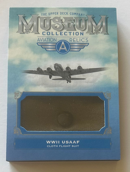 2018 Upper Deck Goodwin Champions Museum Collection Jumbo Aviation Relics Shadowbox Card (WWII USAAF Flight Suit)